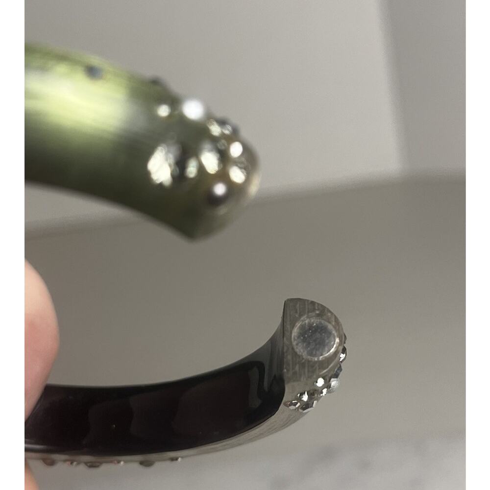 Alexis Bittar Sage Green Assorted Crystal Dust Lucite Hinged Magnetic Bracelet - Picture 12 of 16